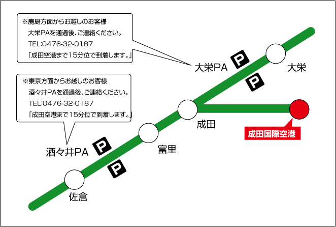 成田ICから店舗までの地図